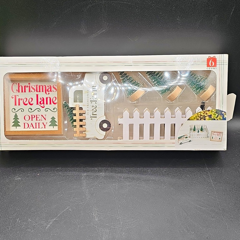 Christmas Tree Lane Old Fashioned Tree Farm Village Accessory Set, Boxed (6)